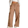 Women's Casual Fashion Solid Color Elastic Waist Drawstring Workwear Wide Leg Pants With Pockets