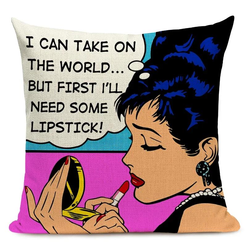 American Anime Pop Art Printing Cushion Cover Home Sofa Decor Pillowcase Car Seat Decorative Pillow Case Capa Almofada