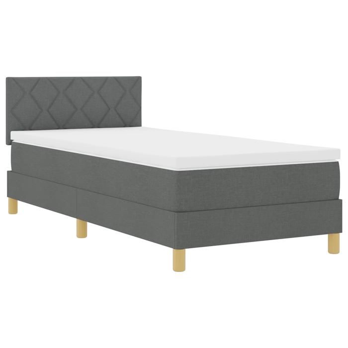 VidaXL Lit à ressort avec matelas &amp; LED Gris foncé 90x200 cm Tissu 3342486