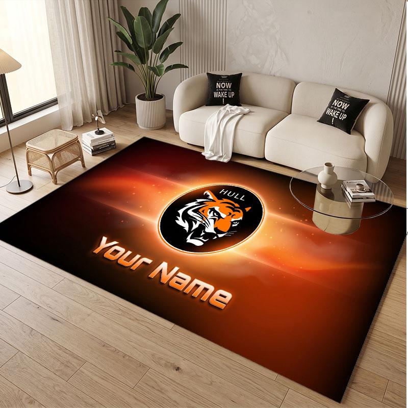 Custom Rug Hull City Pattern Print Name Text Soft Non‑Slip Floor Carpet for Home Indoor Decoration