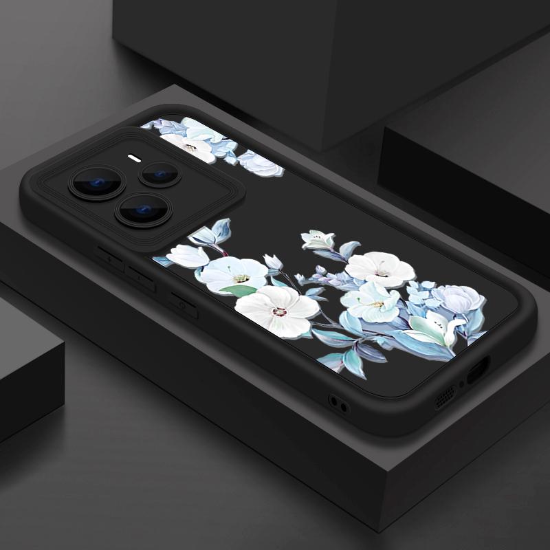

Матовый мягкий чехол с цветочным узором для Xiaomi 14T Pro 13T Redmi Poco X7 F6 Pro X6 Note 14 Pro 13 12 11 TPU защита линз противоударный силиконовый чехол для телефона Redmi Note 12 4G синий/чёрный