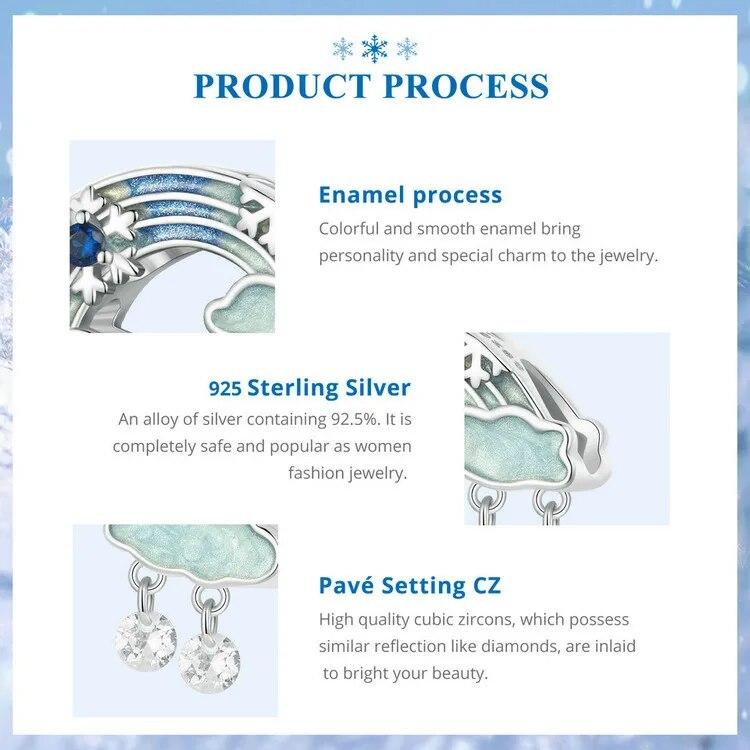 WOSTU 925 Sterling Sølv Smeltende Is Snøkrystall Anheng Blå Opal Kjærlighetshjerte Regnbue Charm Passer Original Armbånd DIY Vintergave