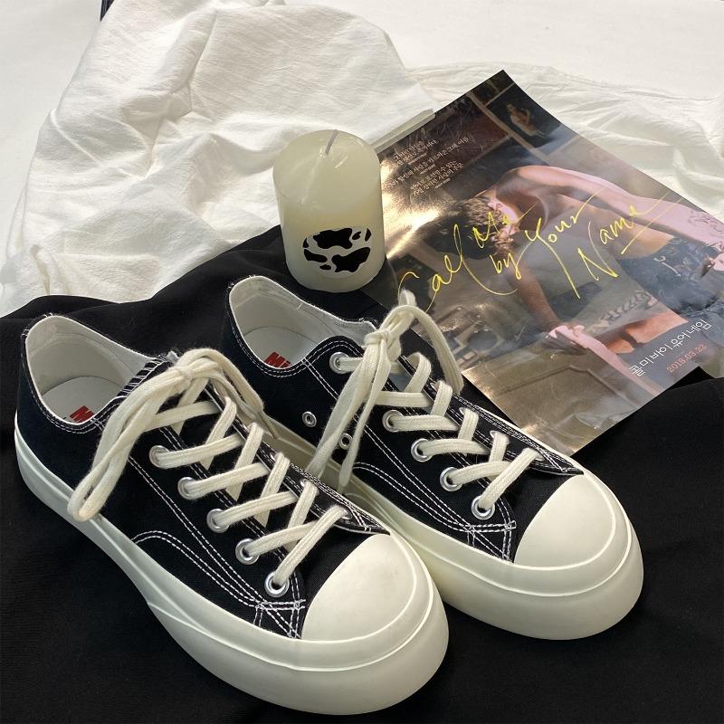 Canvas shoes women's platform heightening Hanhan big head shoes retro student little white shoes 508