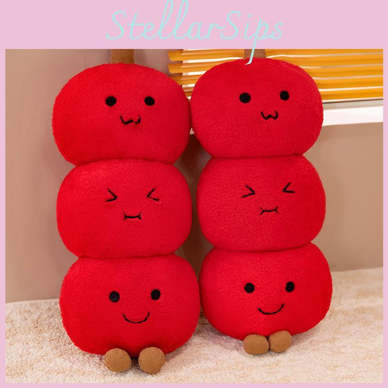 Red Tanghulu Shaped Plush Toy Cute Stuffed Doll Cartoon Kids Birthday Gifts
