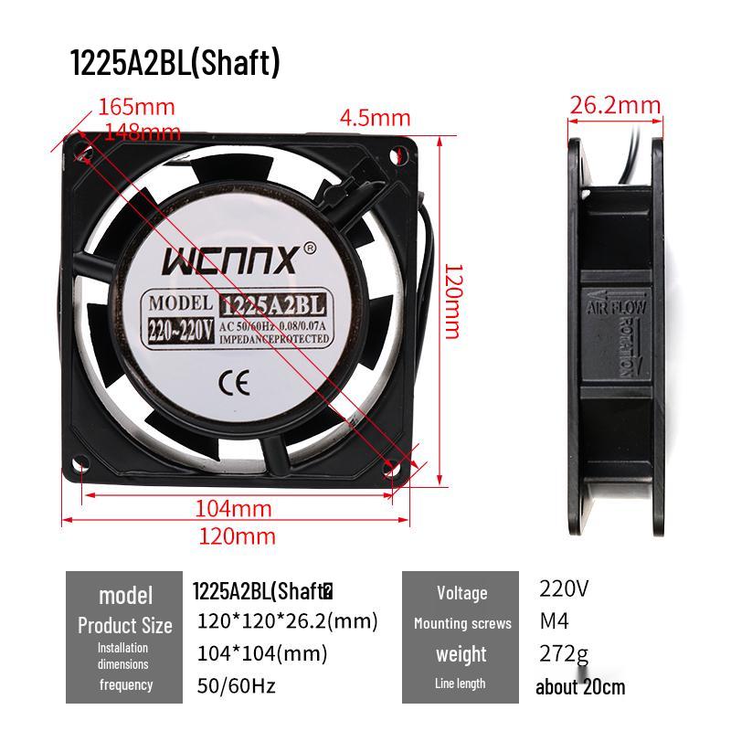 220V AC Small Axial Exhaust Fan with Distribution Box for Industrial Cabinet Cooling (12038 8025)