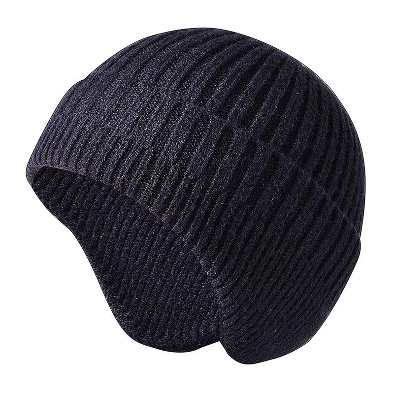Autumn and winter wool hats, men's and women's solid color ear caps, thickened thermal pullover hats, outdoor riding wool hats, ski hats