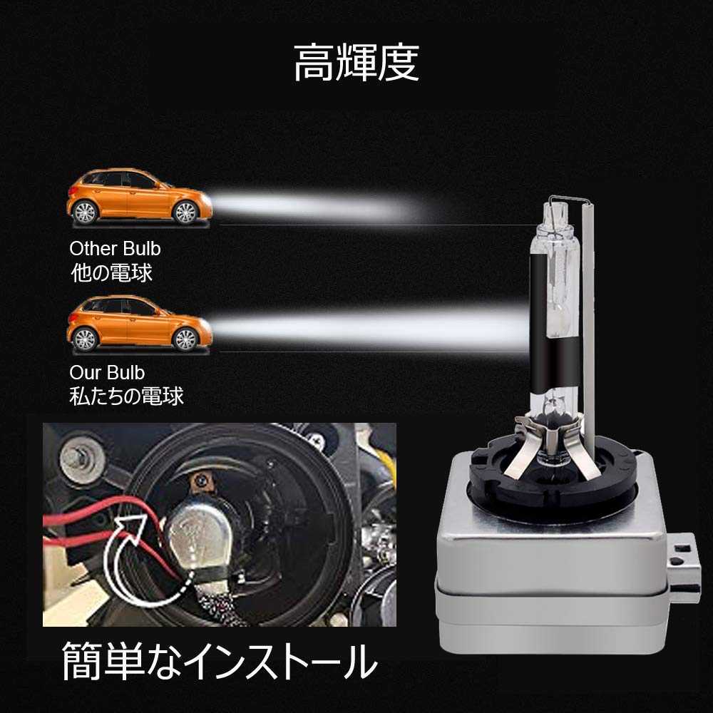 Eseastar Headlight D3R HID Bulb 6000K 2400lm 35W Genuine Replacement for Vehicle Inspection