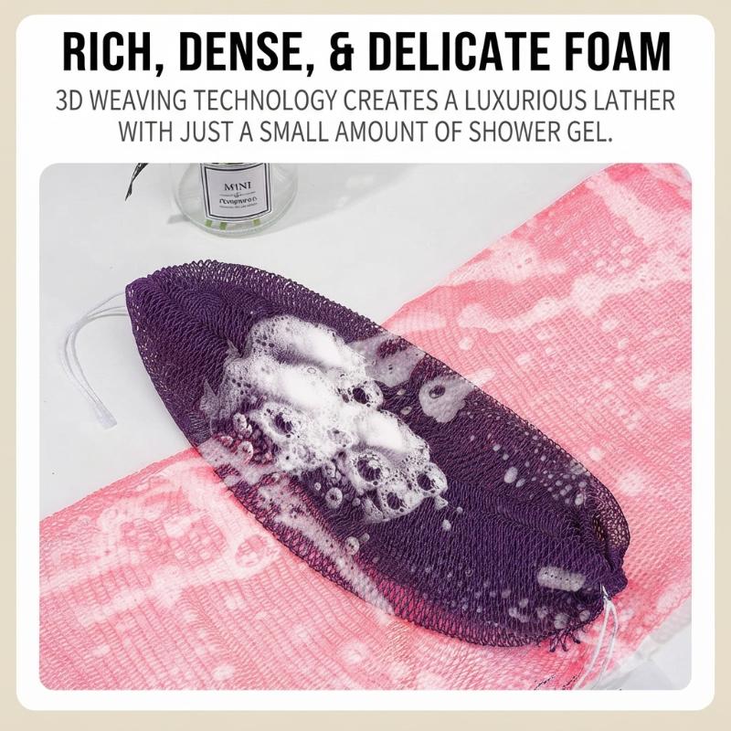 Long African Net Exfoliating Back Scrubber Deep Cleansing Rich Lather For Home Bathroom Daily Shower Use