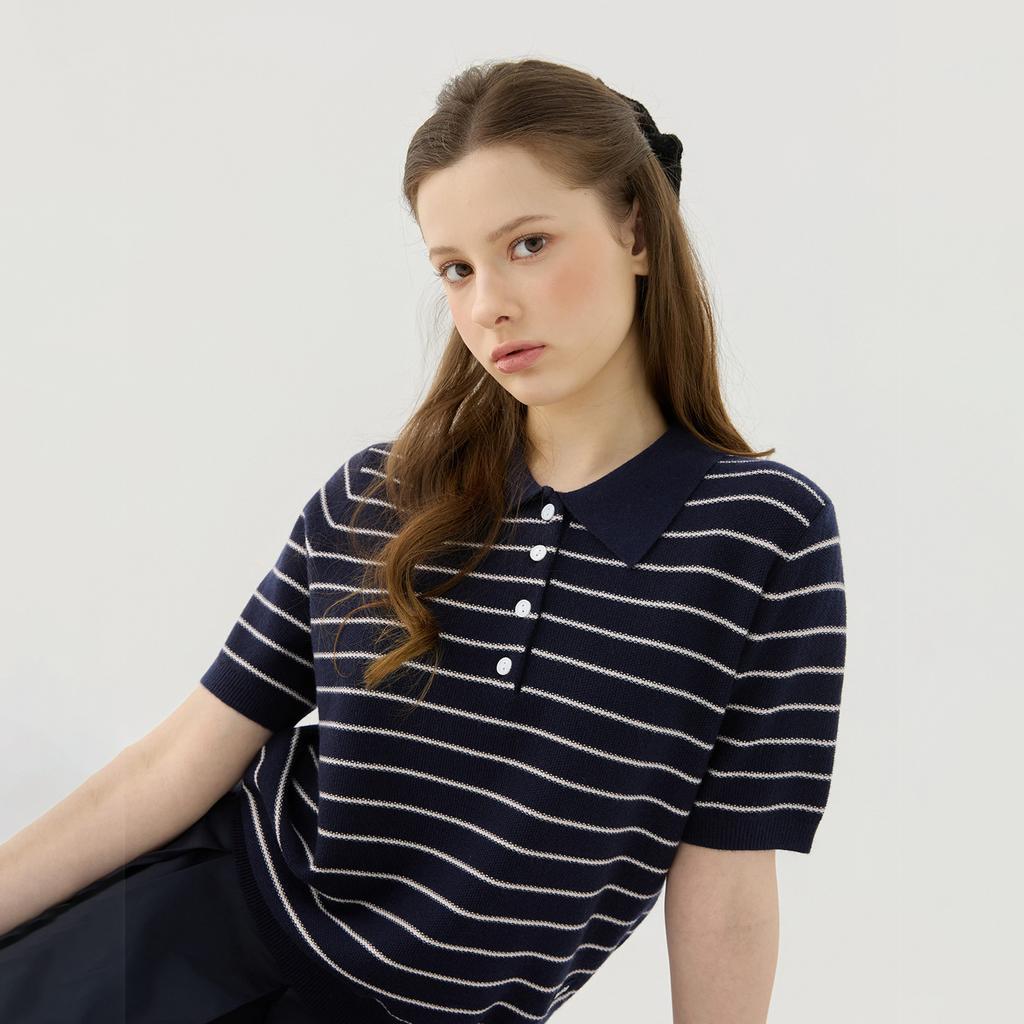 Martin Golf Stripe Collar Knit Pullover_Navy