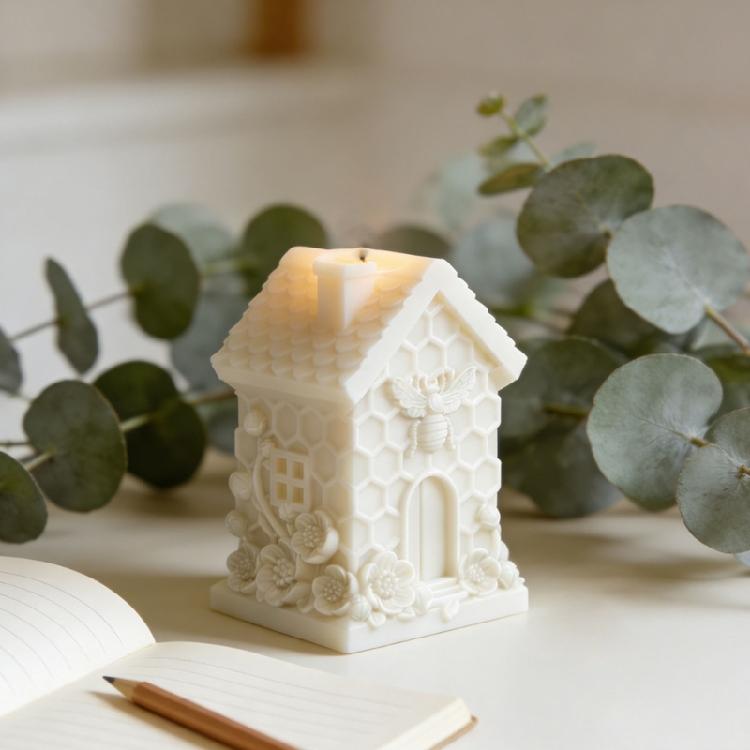 Honeycomb House Shape Silicone Mould Holiday Candle Silicone Molds For Handmade Candle Soap Chocolate Candy Cake Baking