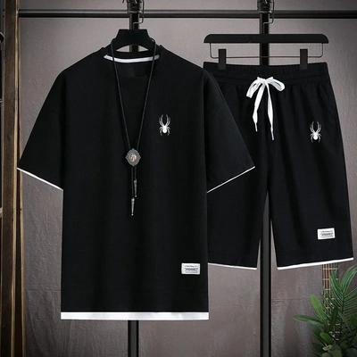 Ensemble T-shirt à Manches Courtes et Short de Sport pour Homme Vêtements de Sport Décontractés Mode Coréenne Été