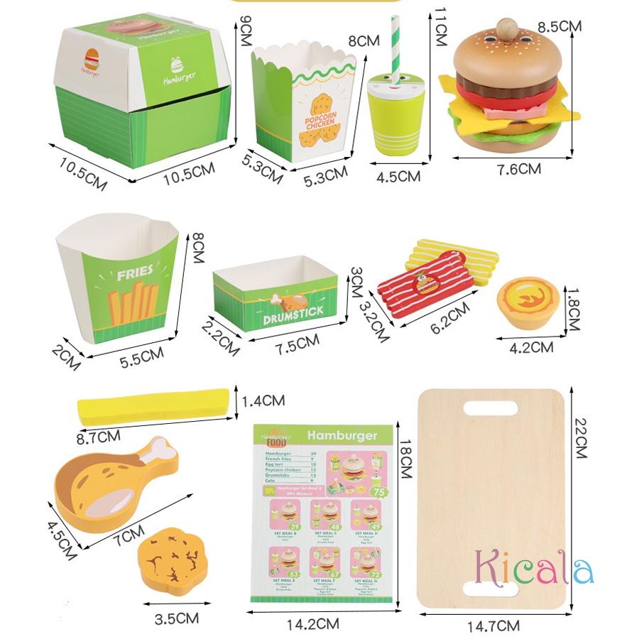 Kids Kitchen Playset Burger Fries Food Play House Games Hamburger Sandwich Stacking Cooking Kids Pretend Play Toy Christmas Gift