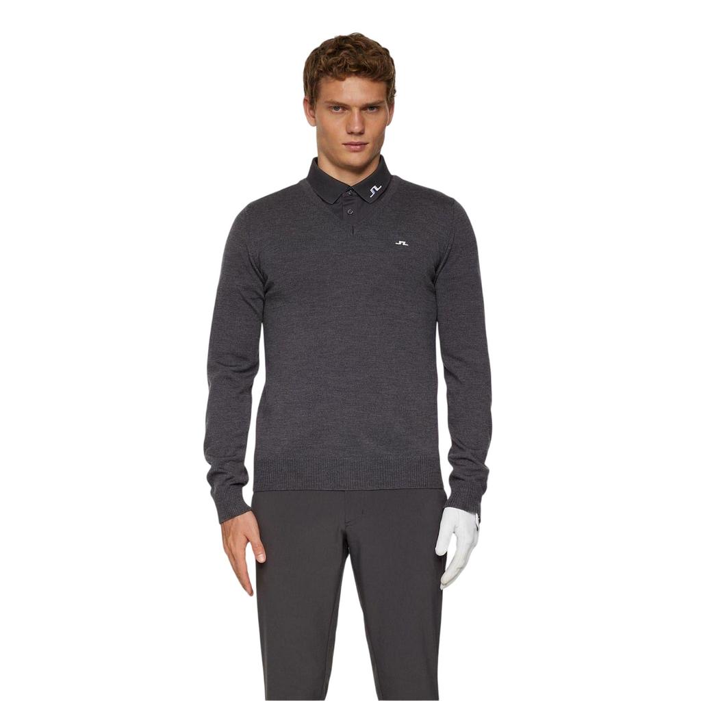 J.Lindeberg Mens Lymn Embroidered Logo Knitted V Neck Sweatshirt