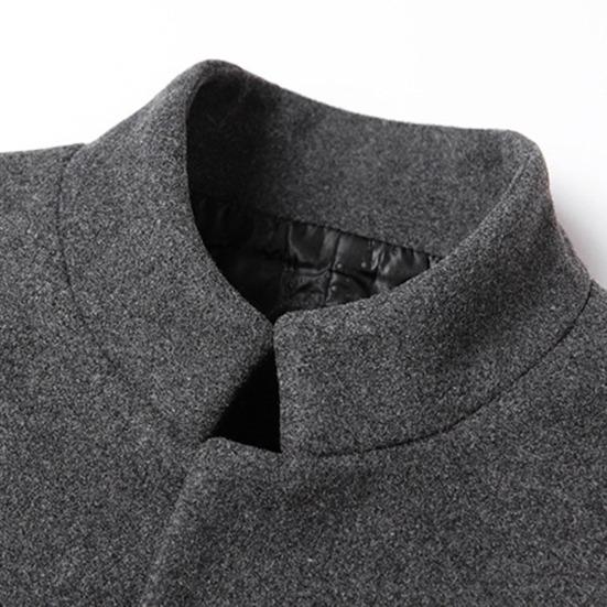 Men Trench Coat Solid Color Warm Autumn Winter Windproof Slim Jacket for Daily Wear