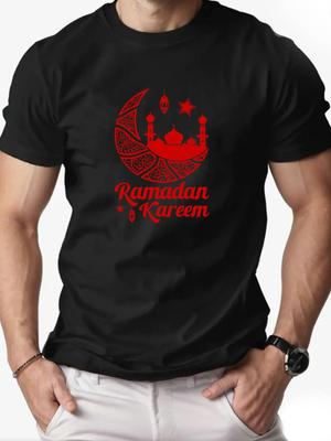 Mens Cotton TShirt Ramadan Kareem Summer Round Neck Short Sleeve Graphic Breathable Fashion Casual TShirt
