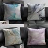 Marble Fashion Cushion Cover Natural Linen Organic Fabric DoubleSided Printing Sofa Home Decor Gift Pillow Case