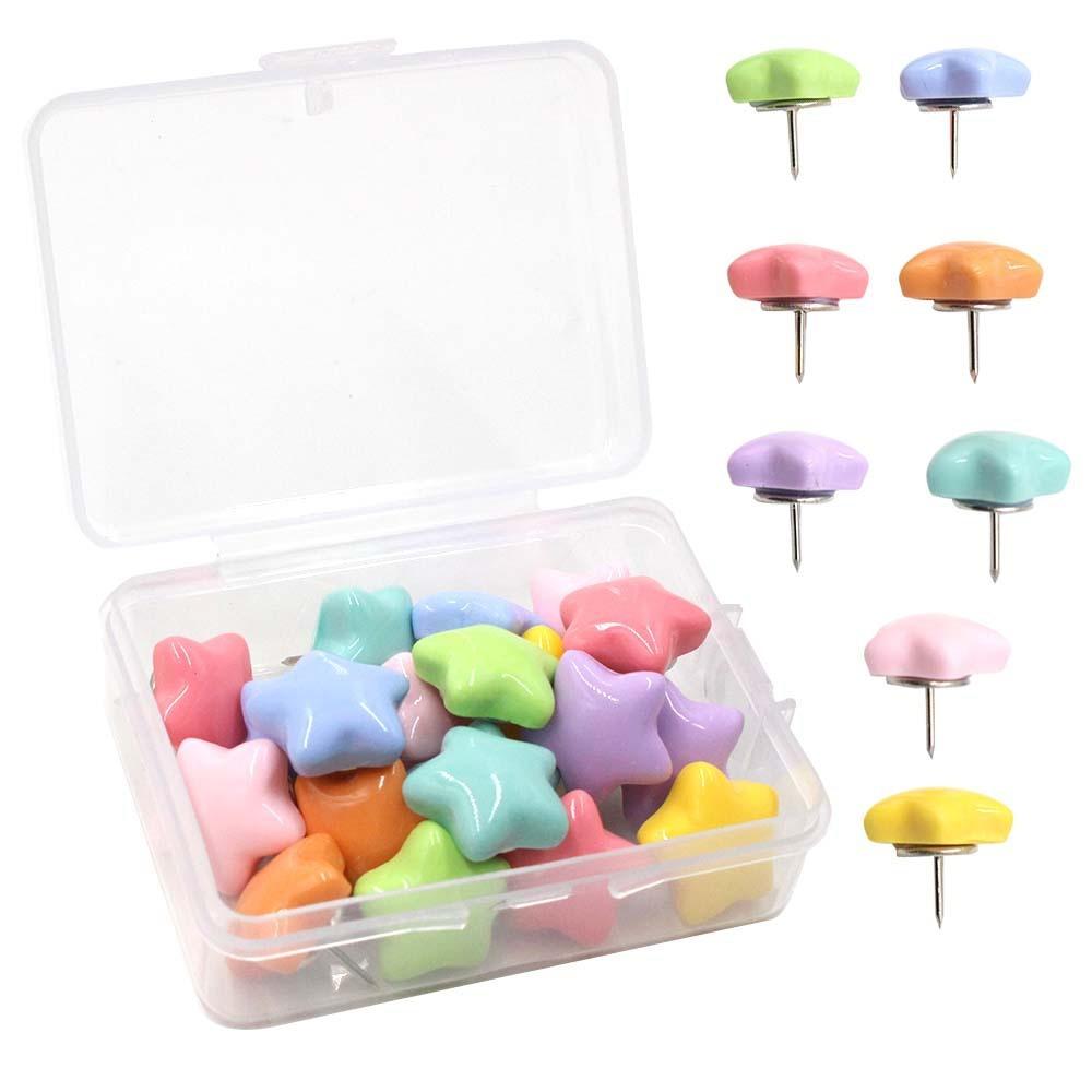 20/50Pcs DIY Star Shape Pushpins Macaron Blackboard Push Pins Portable Decorative Studs Corkboard