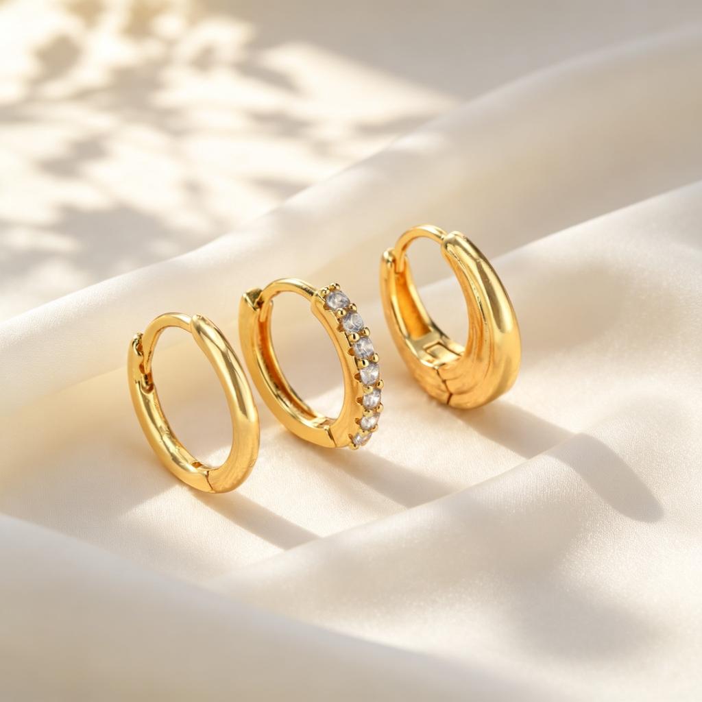 Dainty Small Huggie Hoop Earrings Set for Women, Hypoallergenic Gold Plated Zircon Earrings, Trendy Ear Jewelry Accessories
