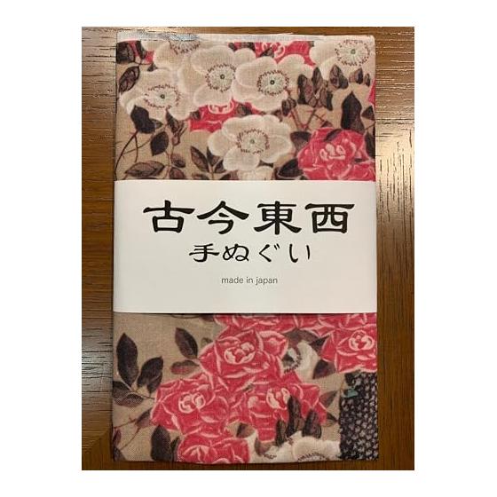 Ukiyo-e Tenugui Towel - "Roses and Small Birds" by Ito Jakuchu - 100% Cotton, Premium Tokka Fabric, Reactive Dye, Nassen Print