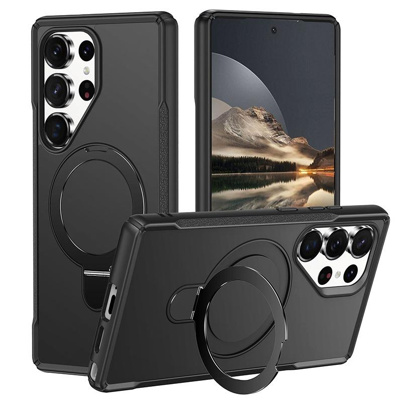 Suitable for Samsung S25ULTRA Mobile Phone Case A54 Four Corner Anti Fall PC Metal Magnetic Suction Bracket A55 Protective Case