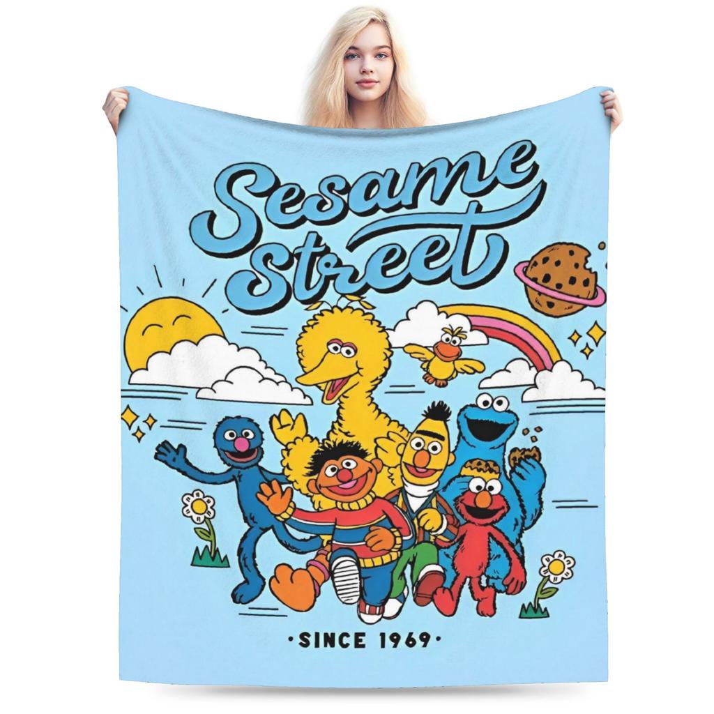 Cookie Monsters Cartoon  Blanket Fleece Decoration Sesame Street SesameStreet Soft Throw Blanket for Sofa Car Plush Thin Quilt