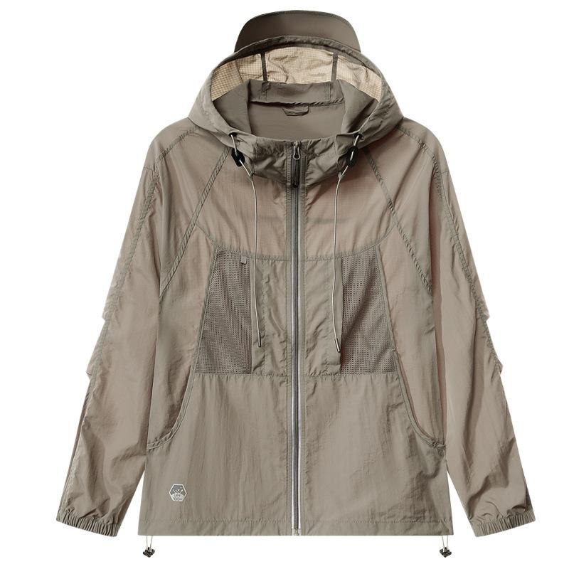 Summer Ultra-Thin Soft Ice Silk Sun Protection Clothing Men UV Protection Outdoor Fishing Hooded Climbing Jacket