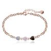 Natural Mother-of-Pearl Triple Heart Chain Bracelet Ba0495