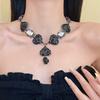 Vintage Heart Rhinestone Necklace Hollow Out Heart Drop Earrings Necklace Earrings  Party