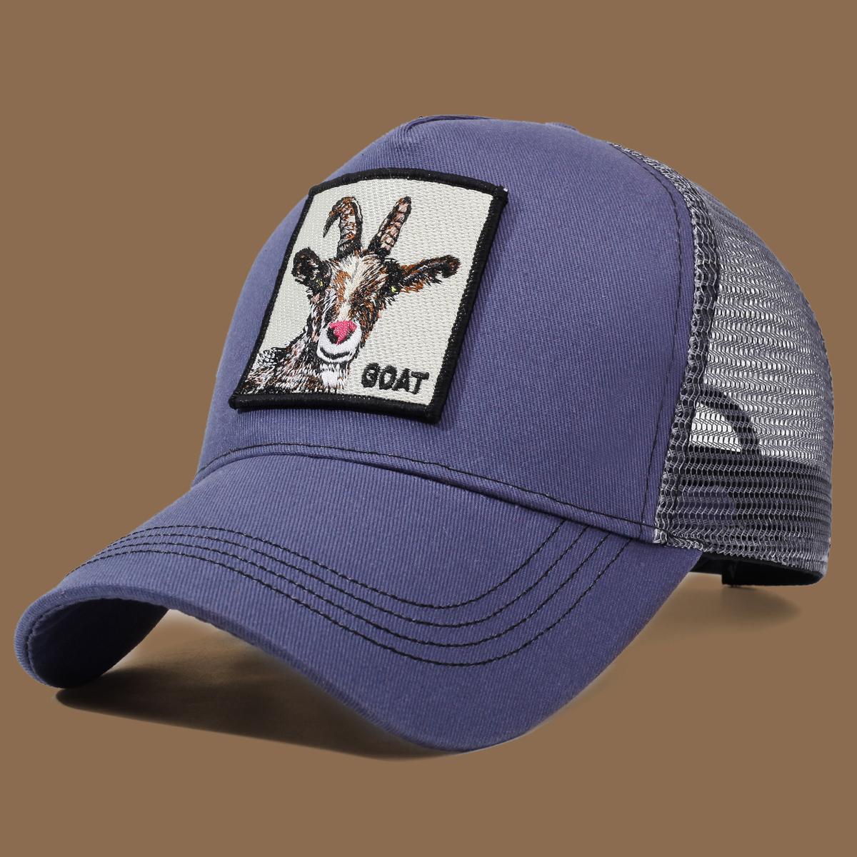 Yiran bag Unisex Trucker Cap Met Geitenborduurwerk & Applicatie - Ideaal Voor Dagelijkse Casual Kleding, Sport En Reizen