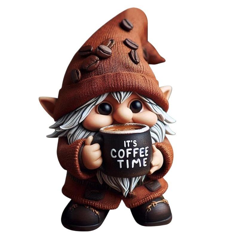 

Coffee Gnomes Figurines Creative Figure Sculptures Modern Miniature Ornaments Luxury Aesthetic Accessories Home Decorations коричневый