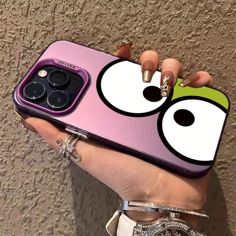 Colorful Flowers Big Eyes Phone Case For iPhone 11 12 13 14 15 Pro Max Plus Mini XR XS X 7 8 Plus SE2 Shockproof Plating Cover