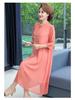 2022 Embroidered Chiffon Cheongsam Hanfu Dress - Summer Ethnic Style for Middle-Aged & Elderly Mothers