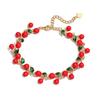 HECHENG,Fashion Sweet Strawberry Red Cherry Drip Oil Bracelet Women's Fruit Department Cute Bracelet Party Gift