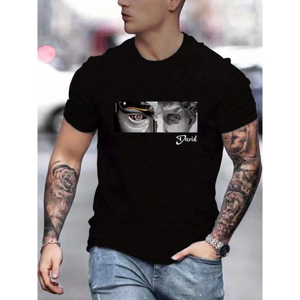 Stylish Letter Pattern Print Men's T-shirt, Graphic Tee Men's Summer Clothes, Men's Outfits