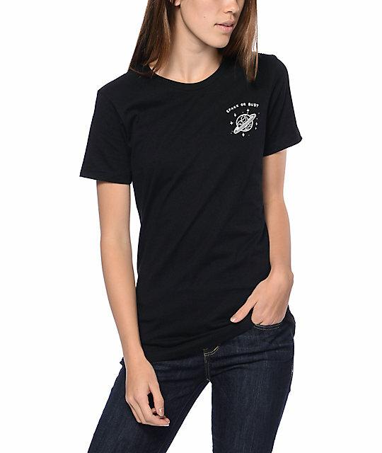 

A-Lab Womens Space Or Bust Boyfriend Black T-Shirt New XL