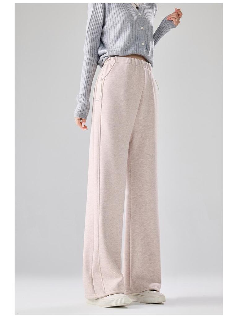 Trendy Maternity Drawstring Gray Pants: Wide-Leg and Narrow Straight-Leg Options for Spring and Autumn