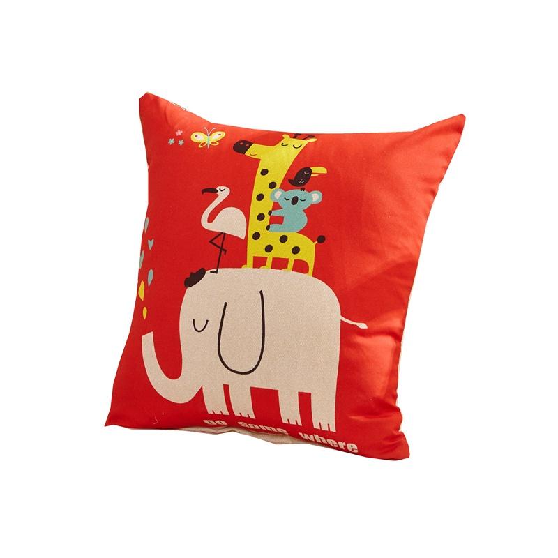Stylish Square Cartoon Animal Cushion Covers With Lion Cat Deer Prints For Home Decor