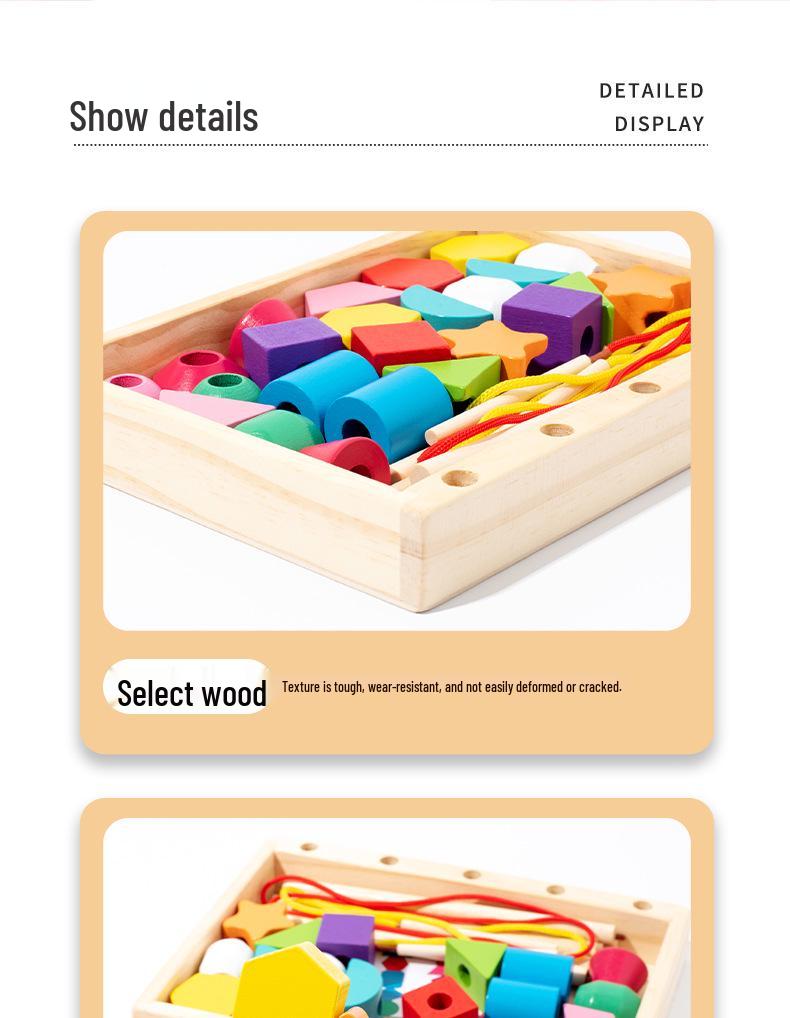Rainbow Wooden Shape & Color Building Blocks Set for Children