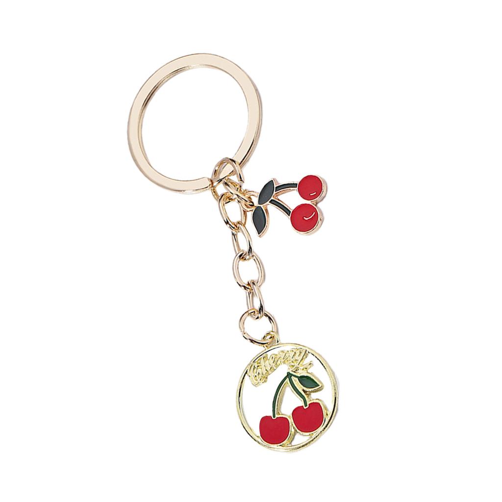 Fashionable Keychains Featuring Cherry Hearts and Plant Portable for Trendy Women Girls As Special Gifts Casual Wear