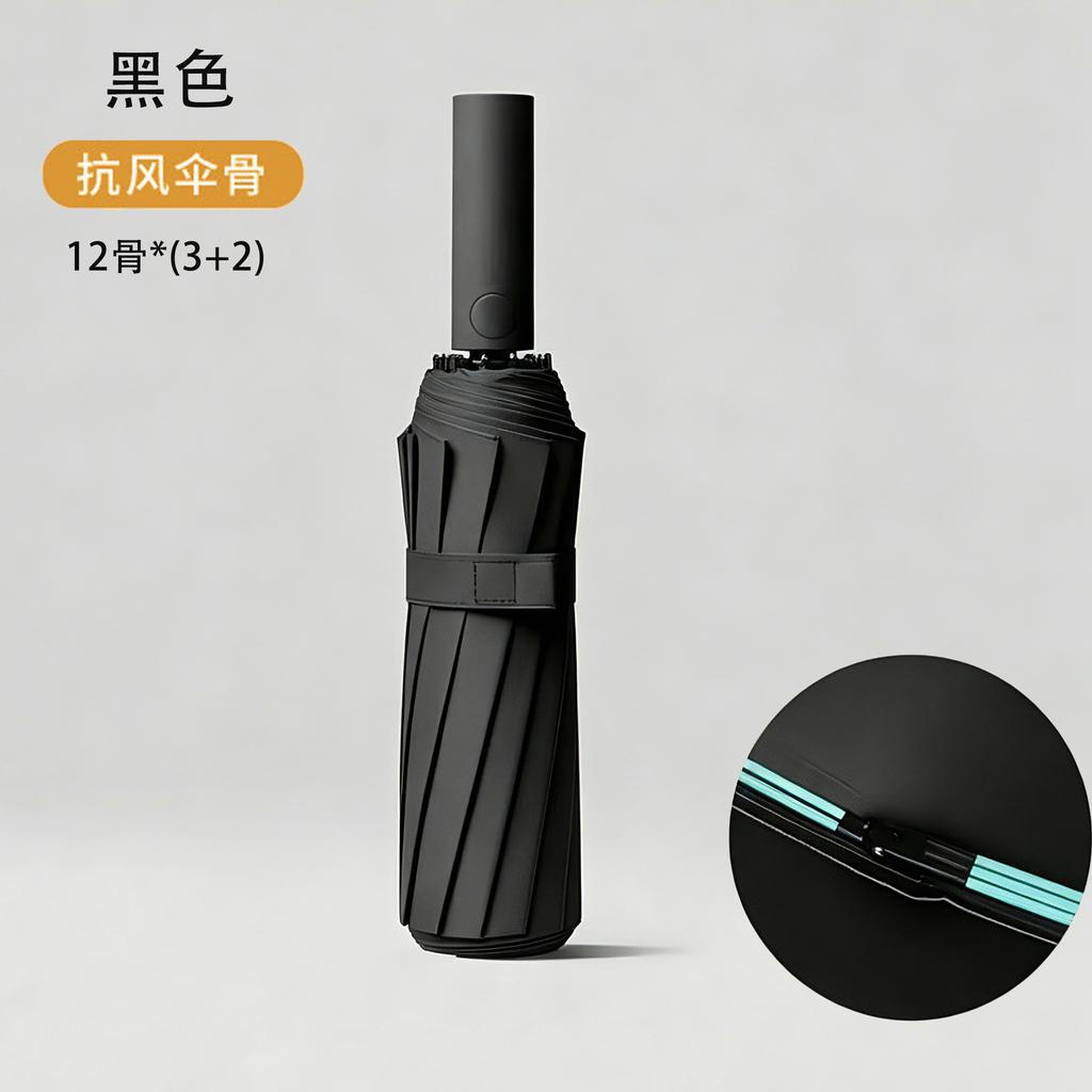 Spot automatic three-fold umbrella reinforced multi-keel weather and rain dual-purpose vinyl sunscreen sun umbrella can print LOGO wholesale