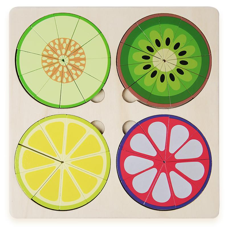 Fruit Fraction Board Math Teaching Tool Round Shape Instrument Kids Montessori Early Educational Math Development Toy Gifts