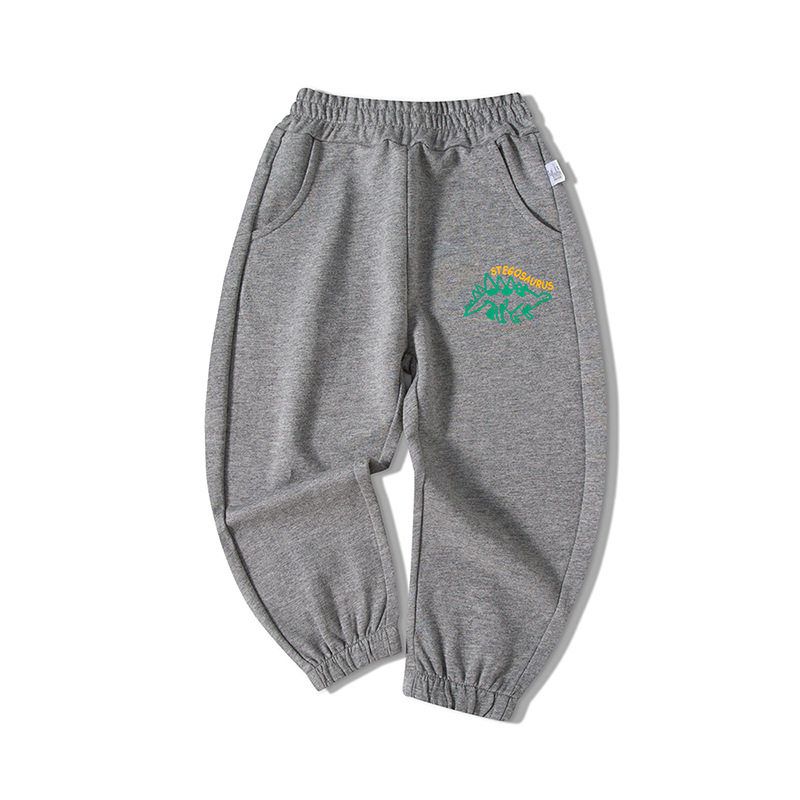 Children's Clothing Spring and Autumn Boys' Dinosaur Jogger Pants Sports Pants Children's Casual Trousers Boys' Mid-Waist Pure Color Sweatpants