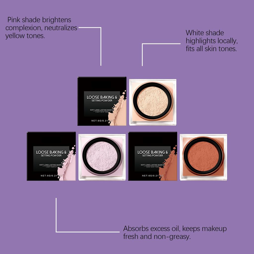 Soft And Smooth Setting Powder, Light And Adherent, Fine And Clear, Color-showing Makeup Setting Powder.