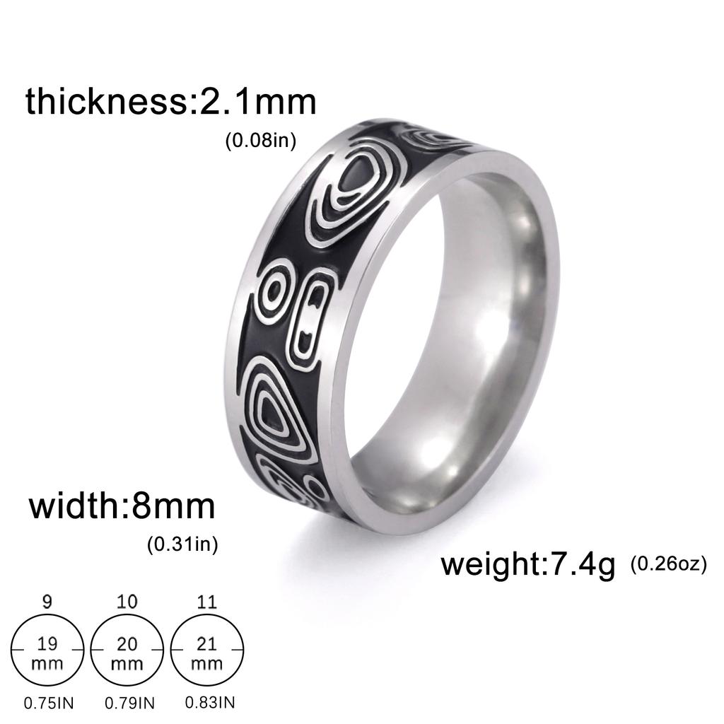 Stainless Steel Ring for Men Women 8MM Wide Geometric Casual Finger Rings Jewelry Wedding Gift for Lover
