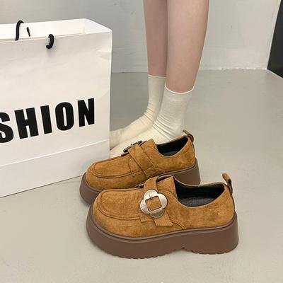 Scarpe Mary Janes Retro in Camoscio con Zeppa e Tacco Medio con Fibbia da Donna Scarpe Comode Antiscivolo Mocassini da Donna 2025
