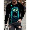 Colorful Little Monster Pattern T-Shirt For Men Fun Mysterious 3D Printed Tees Casual Long Sleeves Unisex T Shirts O-Neck Tops