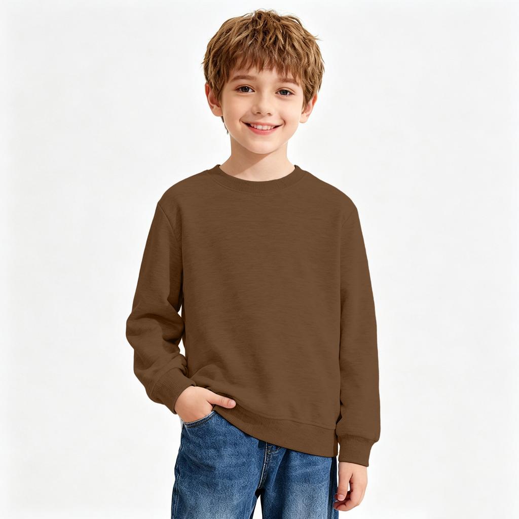 Unisex Kids Long Sleeve Color Sweatshirt Casual Comfortable Pullover for Boys and Girls