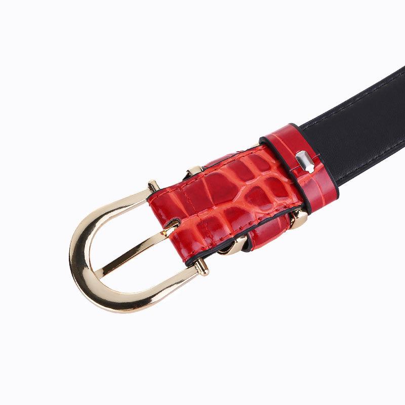 Crocodile Pattern Leather Belt Women's Casual Pin Buckle Genuine Leather Belt Women's All-Match Simple Decoration Pant Belt
