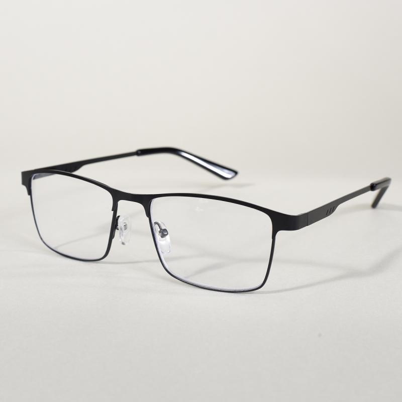 Fashion Metal Full Frame Blue Light Blocking Reading Glasses With Diopter Square Big Frame For Business Men +100 +200 +300