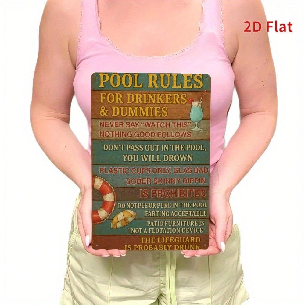 Vintage Pool Regeln Metallschild 8x12 Zoll Wanddekoration Außenbereich